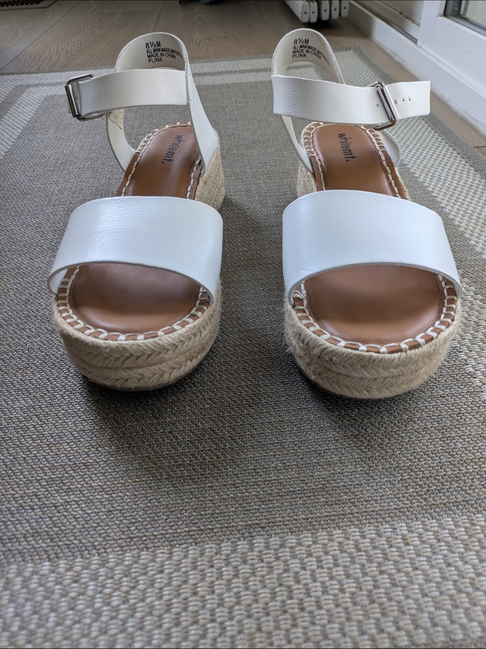 White Mountain White Espadrille Wedge Sandals with Ankle Strap